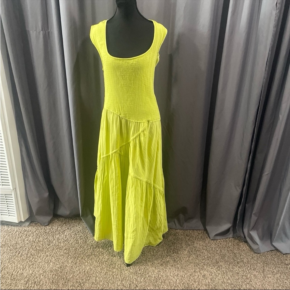 Free People Neon Yellow Midi Dress